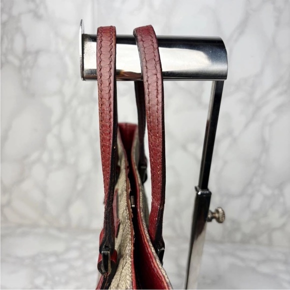 Gucci Beige Monogram Tote with Burgundy Handles - Picture 6 of 10
